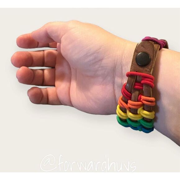 Rainbow Leather Weave Bracelet - Celebrate Differences in Style - Picture 4 of 10